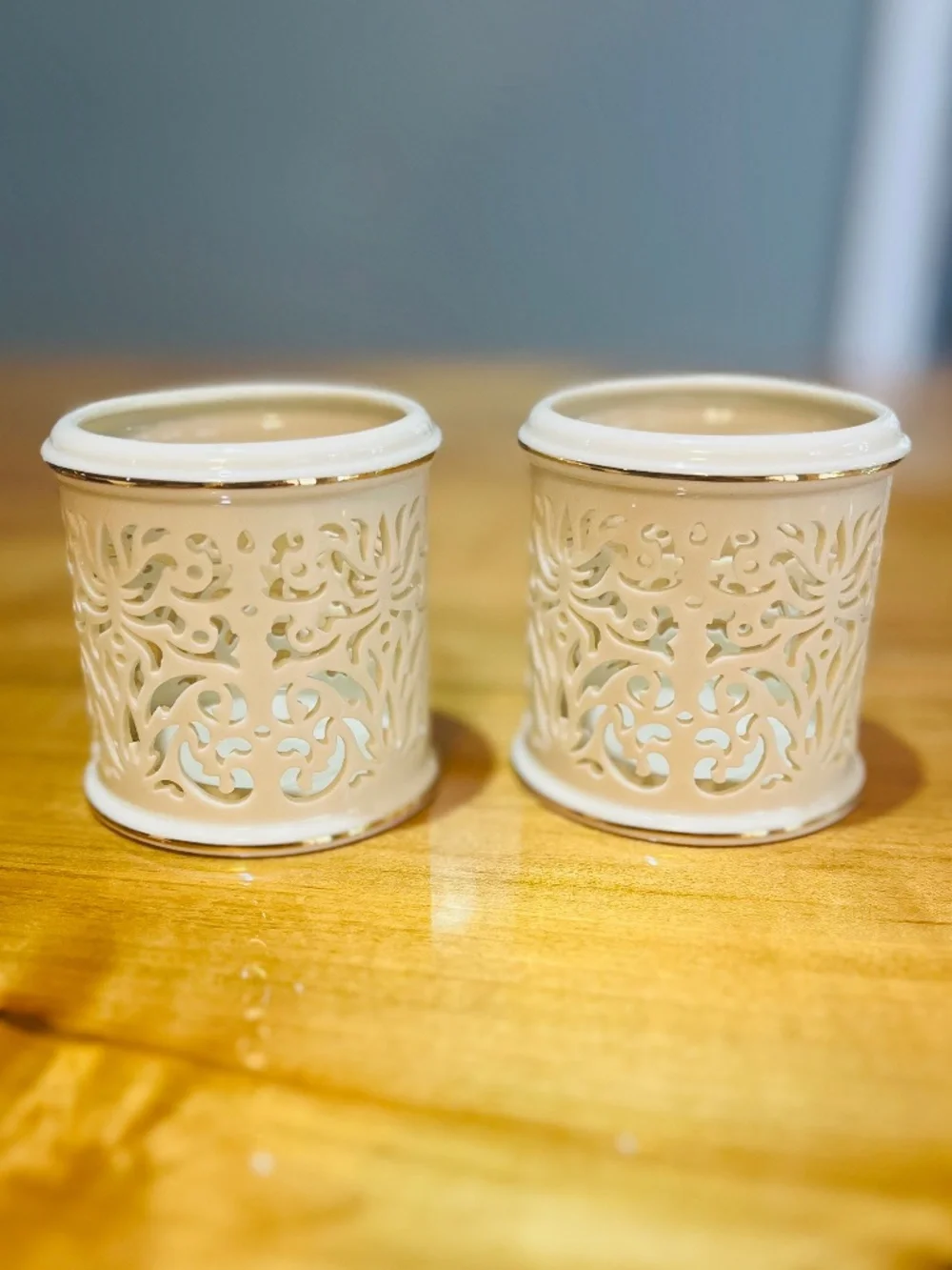 Vintage Lenox Illuminations Porcelain Candle Holders x 2
